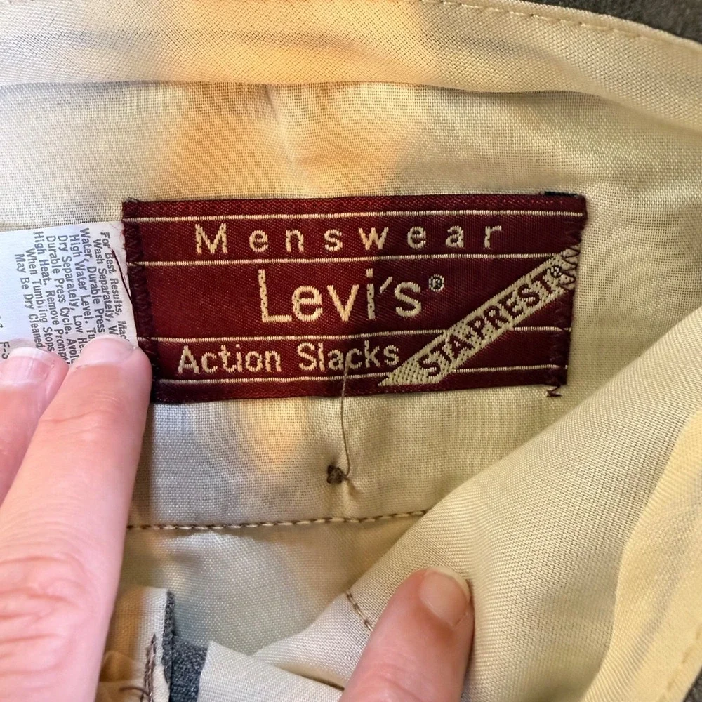 Vintage Levis Action Slacks Mens 30x30 Brown Sta-Prest Trousers 70's Retro USA